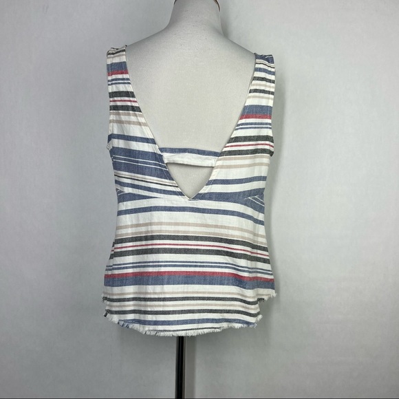 Zara Red Blue Stripes Women’s V Neck Sleeveless Crop Top Size Medium - Picture 4 of 5